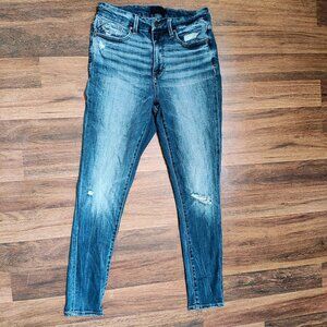 Buckle Black Jeans Womens Size 29 Ankle Skinny Distressed Fray Medium Wash